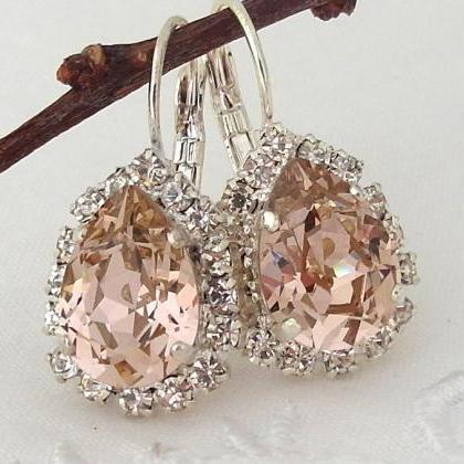 Blush Pink crystal teardrop earring..